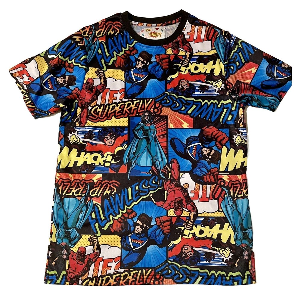 Men’s Oh Snap! Drill Clothing Co. Satin Graphic Comic Superhero Size M